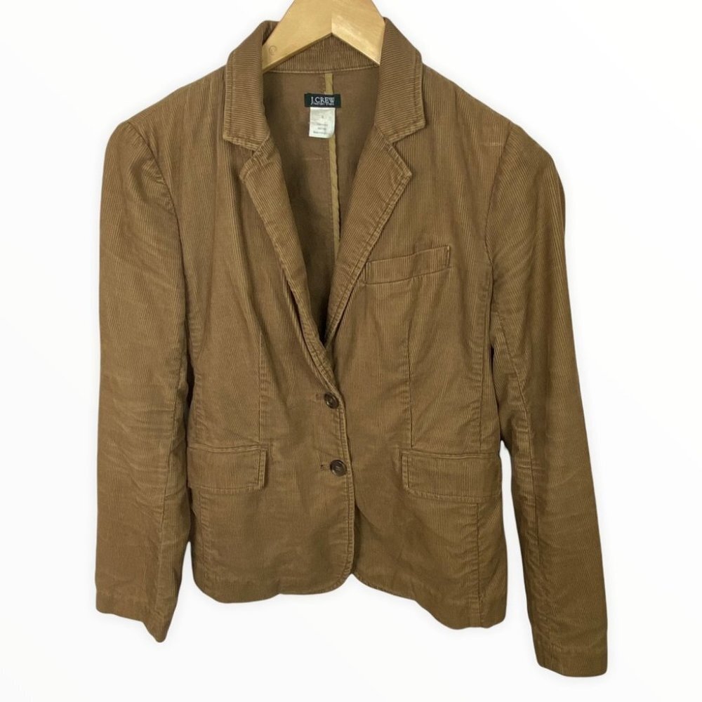 J. Crew‎ Brown Corduroy Blazer Jacket Tan Size 2 Cotton Cord Double Button Front